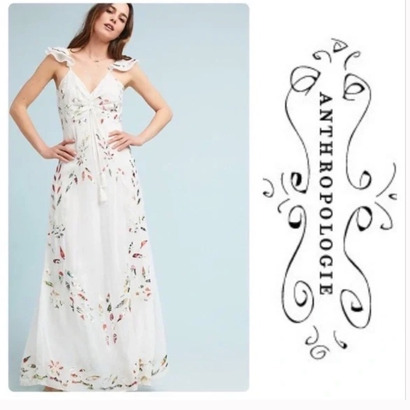 Farm Rio for Anthropologie Quintana Floral Applique Maxi Dress Size 8 NWT - Picture 1 of 13